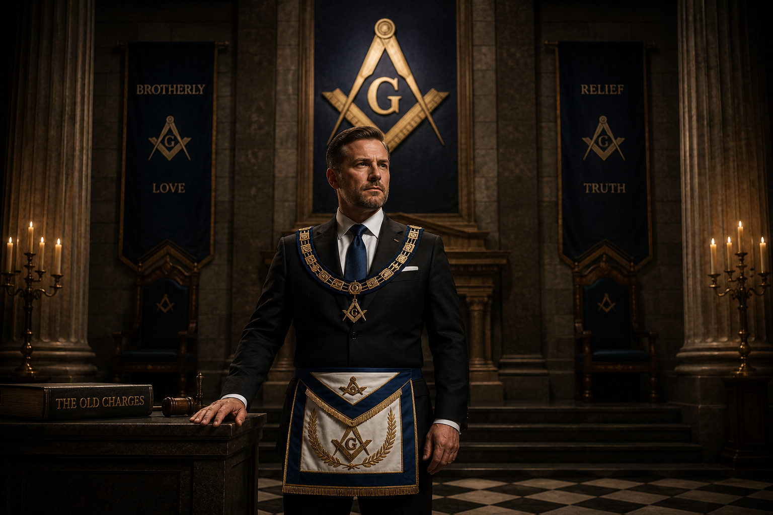 Genereret billede_ Masonic ritual in a grand hall